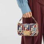 FENDI Baguette® Mini Canvas bag with multicolor FF embroidery - Image 3
